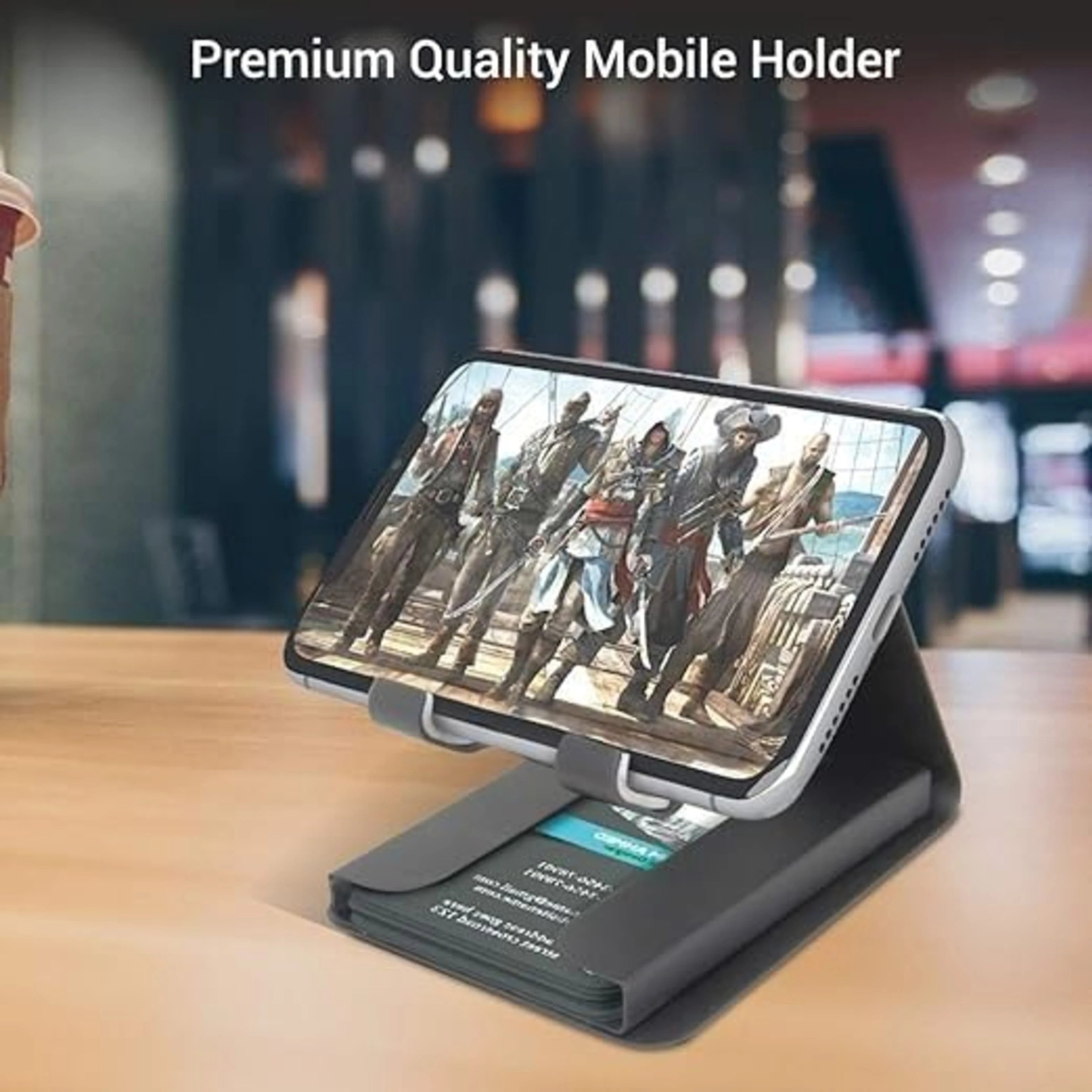 Metal Mobile Phone Stand with Card Holder